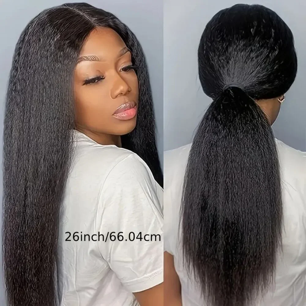 Elegant Synthetic ~24-26inch Long Kinky Straight Wig